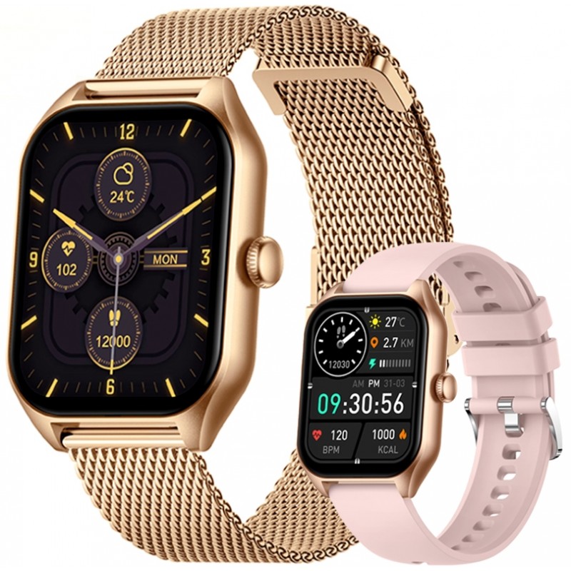 Smartwatch Damski Rubicon RNCF03-5 Różowe złoto Bransoleta + Pasek