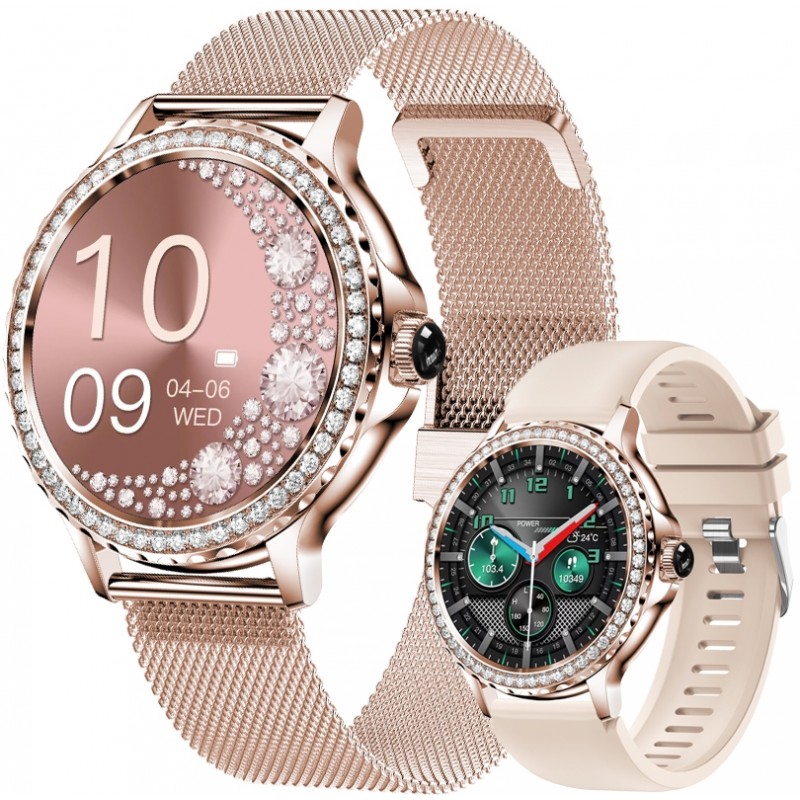 Smartwatch Damski Rubicon RNCF19-1 Różowe Złoto  Bransoleta + Pasek
