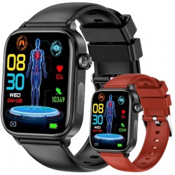 Smartwatch Męski Rubicon RNCF33 BLACK + Pasek Bordowy