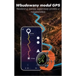 Smartwatch Męski GRAVITY GPS GT24-4 Czarny Pasek Silikonowy + Pomarańczowy Pasek Silikonowy