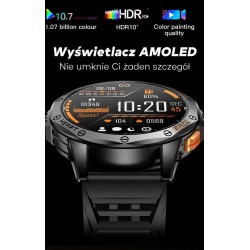 Smartwatch Męski GRAVITY GPS GT24-4 Czarny Pasek Silikonowy + Pomarańczowy Pasek Silikonowy