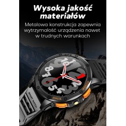 Smartwatch Męski GRAVITY GPS GT24-4 Czarny Pasek Silikonowy + Pomarańczowy Pasek Silikonowy