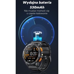 Smartwatch Męski GRAVITY GPS GT24-4 Czarny Pasek Silikonowy + Pomarańczowy Pasek Silikonowy