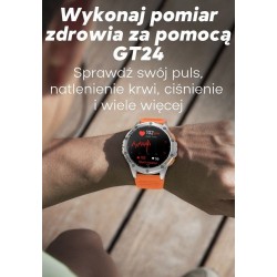 Smartwatch Męski GRAVITY GPS GT24-4 Czarny Pasek Silikonowy + Pomarańczowy Pasek Silikonowy