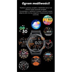 Smartwatch Męski GRAVITY GPS GT24-4 Czarny Pasek Silikonowy + Pomarańczowy Pasek Silikonowy