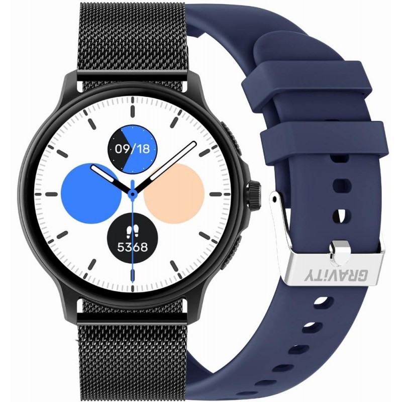 Smartwatch Damski GRAVITY GT12-2 Granatowy Pasek Silikonowy + Czarna Bransoleta