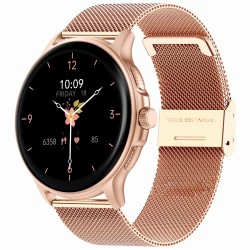Smartwatch Damski GRAVITY GT12-4 Czarny Pasek Silikonowy + Bransoleta Różowe Złoto