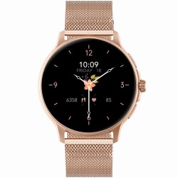 Smartwatch Damski GRAVITY GT12-4 Czarny Pasek Silikonowy + Bransoleta Różowe Złoto