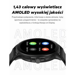 Smartwatch Damski GRAVITY GT12-7 Czarny Pasek Silikonowy + Srebrna Bransoleta