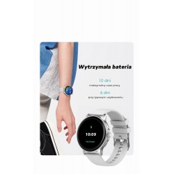 Smartwatch Damski GRAVITY GT12-7 Czarny Pasek Silikonowy + Srebrna Bransoleta