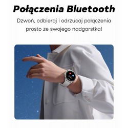 Smartwatch Damski GRAVITY GT12-7 Czarny Pasek Silikonowy + Srebrna Bransoleta