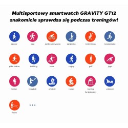 Smartwatch Damski GRAVITY GT12-7 Czarny Pasek Silikonowy + Srebrna Bransoleta