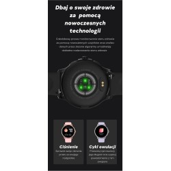 Smartwatch Damski GRAVITY GT12-7 Czarny Pasek Silikonowy + Srebrna Bransoleta
