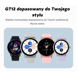 Smartwatch Damski GRAVITY GT12-7 Czarny Pasek Silikonowy + Srebrna Bransoleta