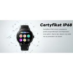 Smartwatch Damski GRAVITY GT12-7 Czarny Pasek Silikonowy + Srebrna Bransoleta