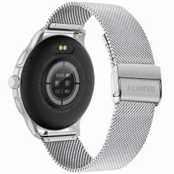 Smartwatch Damski GRAVITY GT12-7 Czarny Pasek Silikonowy + Srebrna Bransoleta